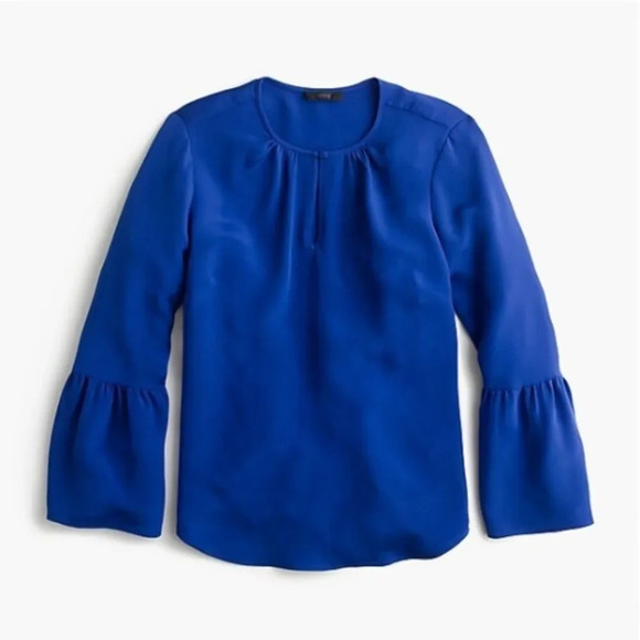 J. CREW Silk Bell Sleeve Top in Cobalt - Picture 1 of 6